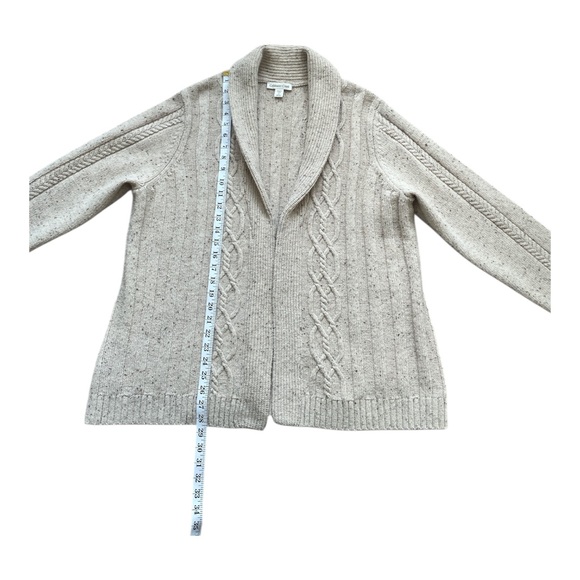 Coldwater Creek Open Front Cable Knit Cardigan Shawl Collar Tan 2X Cozy - Picture 10 of 10